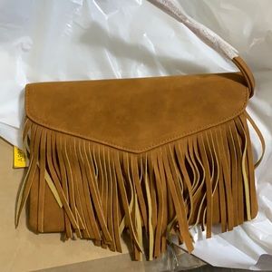 🆕 new brown suede tassel wristlet / pouch